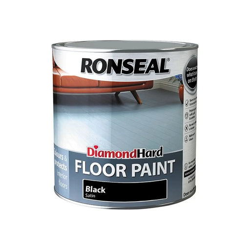 Ronseal Diamond Hard Floor Paint Satin Black 2.5 litre