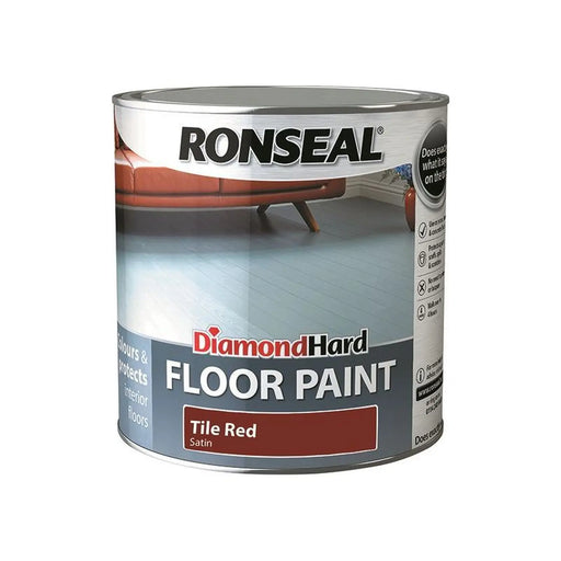 Ronseal Diamond Hard Floor Paint Satin Tile Red 2.5 litre