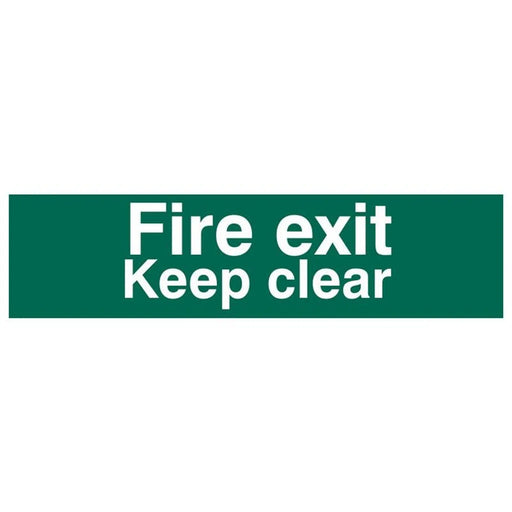 Scan Fire Exit Keep Clear Text Only - PVC Sign 200 x 50mm
