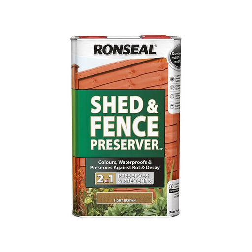 Ronseal Shed & Fence Preserver Light Brown 5 litre