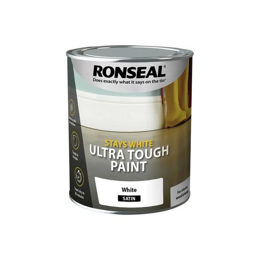 Ronseal Stays White Ultra Tough Paint Satin White 750ml