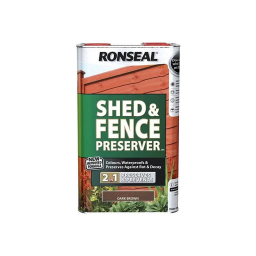 Ronseal Shed & Fence Preserver Dark Brown 5 litre