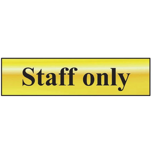 Scan Staff Only - Polished Brass Effect 200 x 50mm