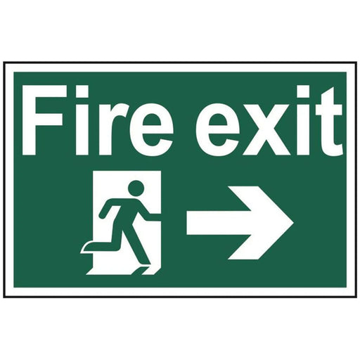 Scan Fire Exit Running Man Arrow Right - PVC Sign 300 x 200mm