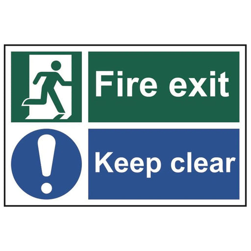 Scan Fire Exit Keep Clear - PVC Sign 300 x 200mm