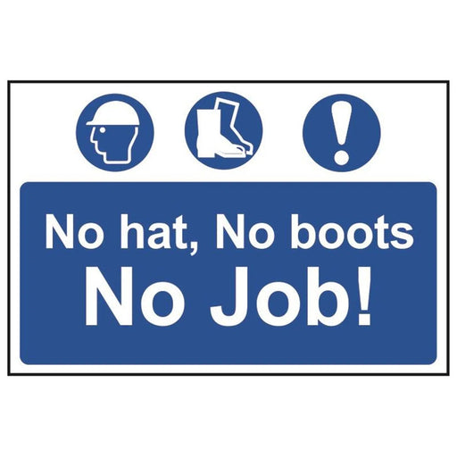 Scan No Hat, No Boots, No Job! - PVC Sign 600 x 400mm