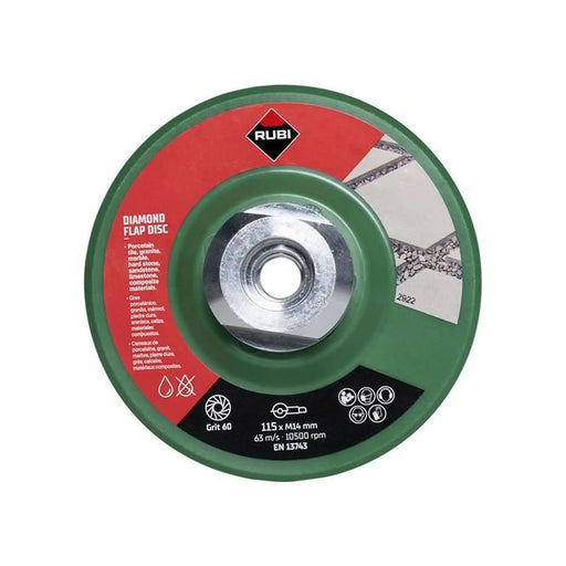 Rubi Tiling Tools Diamond Flap Disc 115mm x 50/60 Grit