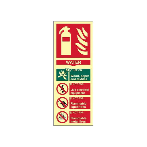 Scan Fire Extinguisher Composite Water - Photoluminescent 75 x 200mm