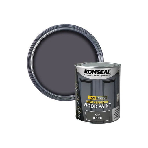 Ronseal 10 Year Weatherproof Wood Paint Grey Satin 750ml