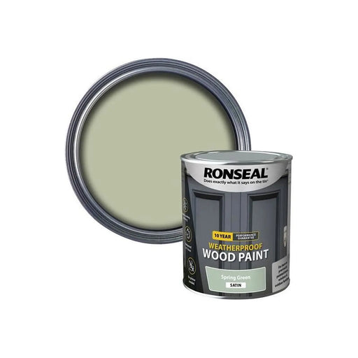 Ronseal 10 Year Weatherproof Wood Paint Spring Green Satin 750ml