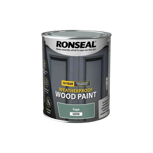 Ronseal 10 Year Weatherproof Wood Paint Sage Satin 750ml