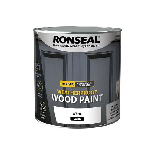 Ronseal 10 Year Weatherproof Wood Paint White Satin 2.5 litre