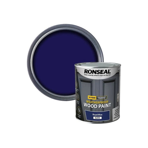 Ronseal 10 Year Weatherproof Wood Paint Royal Blue Gloss 750ml