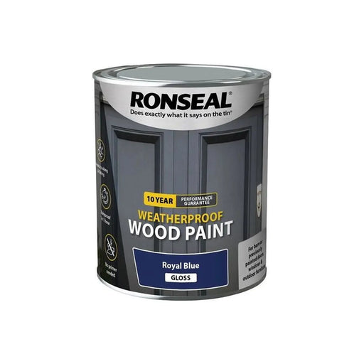 Ronseal 10 Year Weatherproof Wood Paint Royal Blue Gloss 750ml