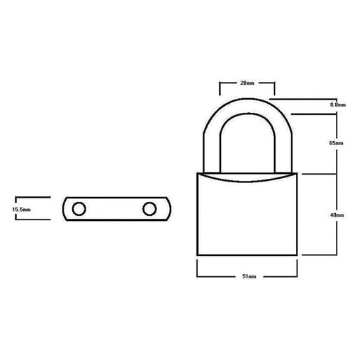 Squire LN5/2.5 Lion Brass Padlock 5-Pin 50mm - 65mm Long Shackle