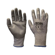 Scan Grey PU Coated Cut 5 Gloves - L (Size 9)