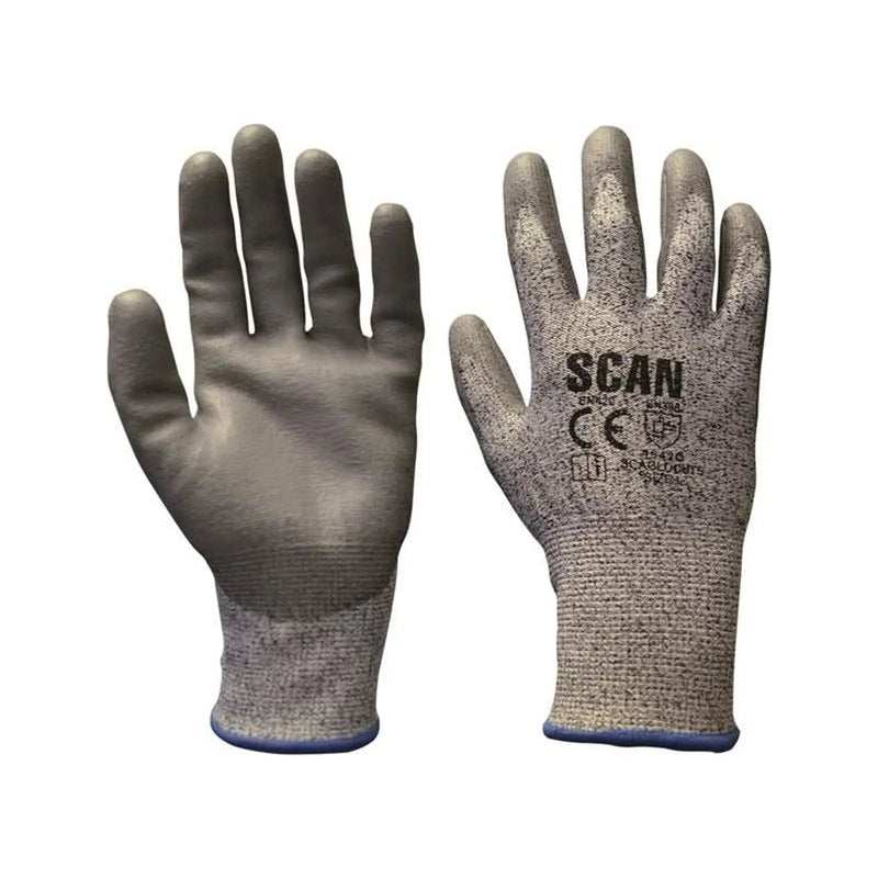 Scan Grey PU Coated Cut 5 Gloves - L (Size 9)