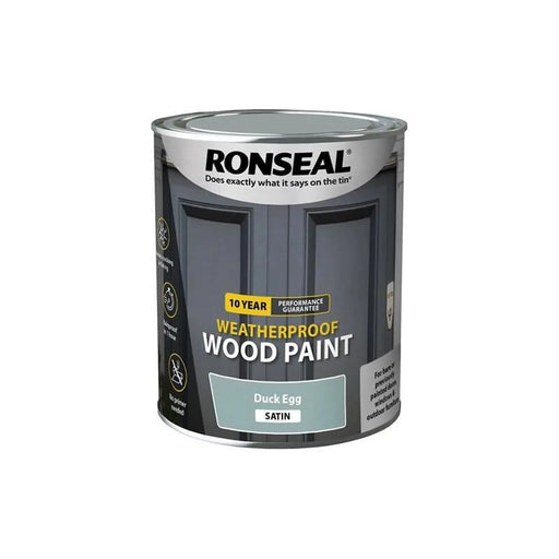 Ronseal 10 Year Weatherproof Wood Paint Duck Egg Blue Satin 750ml