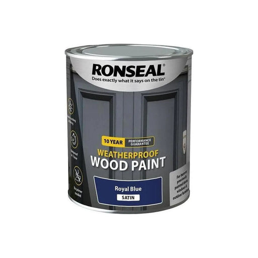 Ronseal 10 Year Weatherproof Wood Paint Royal Blue Satin 750ml
