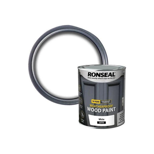 Ronseal 10 Year Weatherproof Wood Paint White Satin 750ml