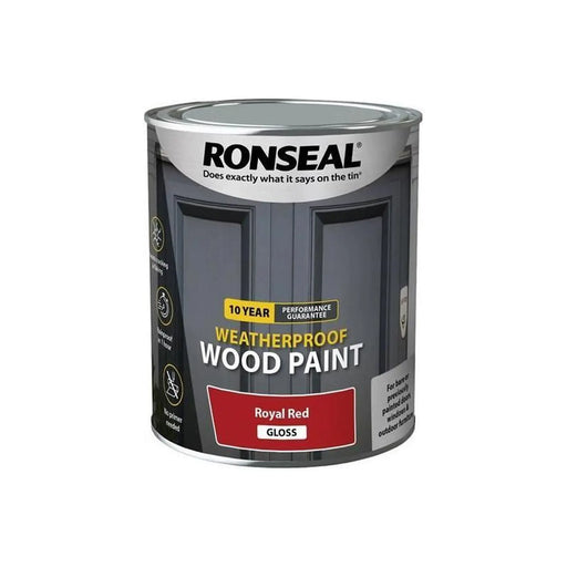 Ronseal 10 Year Weatherproof Wood Paint Royal Red Gloss 750ml