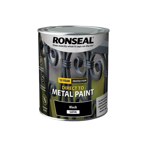 Ronseal Direct to Metal Paint Black Satin 750ml