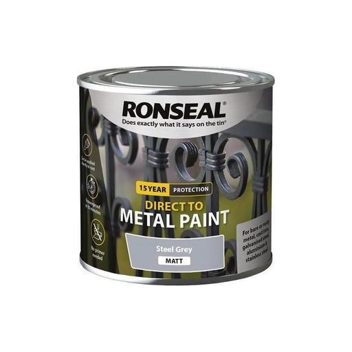 Ronseal Direct to Metal Paint Steel Grey Matt 250ml