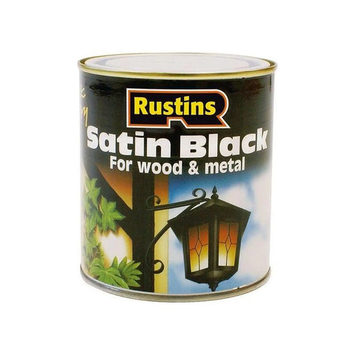 Rustins Satin Black Paint Quick Drying 1 Litre