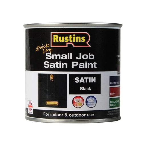 Rustins Quick Dry Small Job Satin Paint Black 250ml