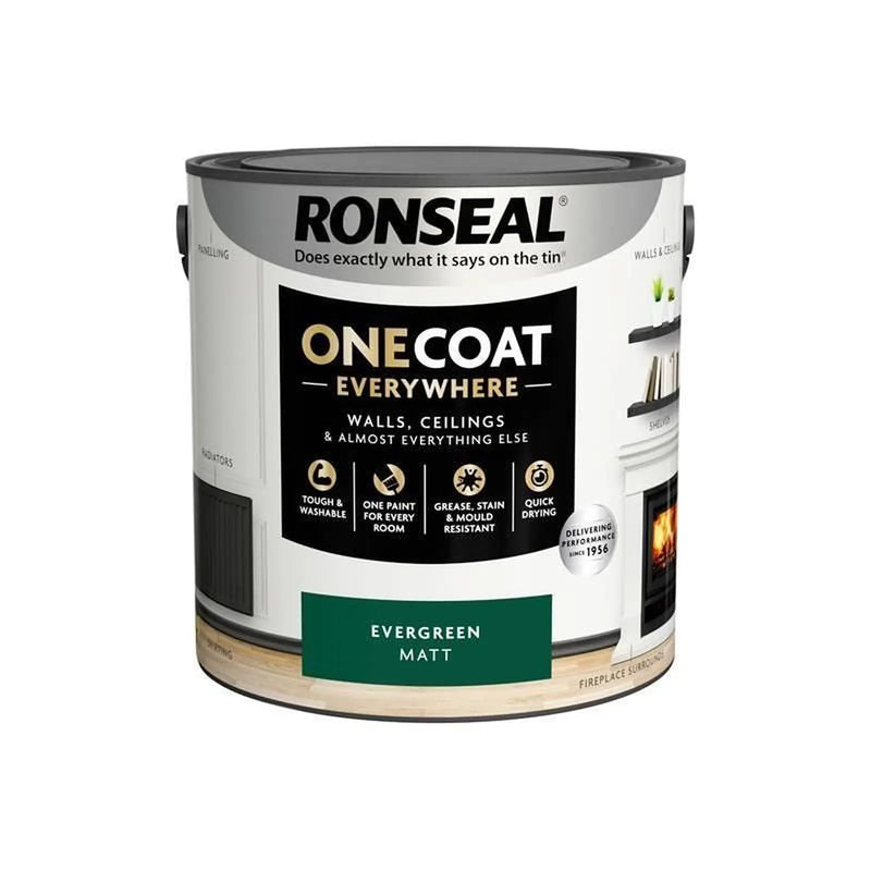 Ronseal One Coat Everywhere Interior Paint Evergreen Matt 2.5 litre