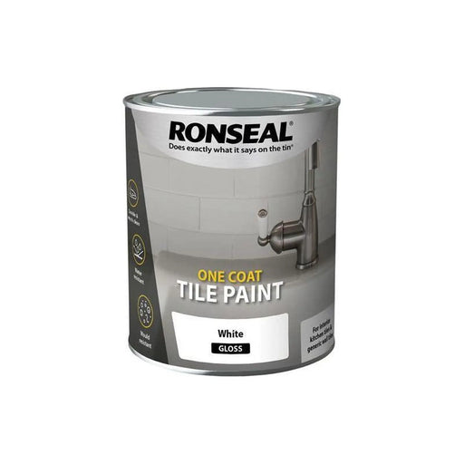 Ronseal One Coat Tile Paint White Gloss 750ml