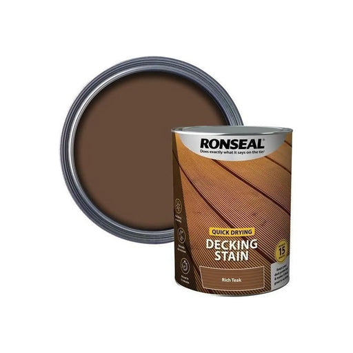 Ronseal Quick Drying Decking Stain Rich Teak 5 litre