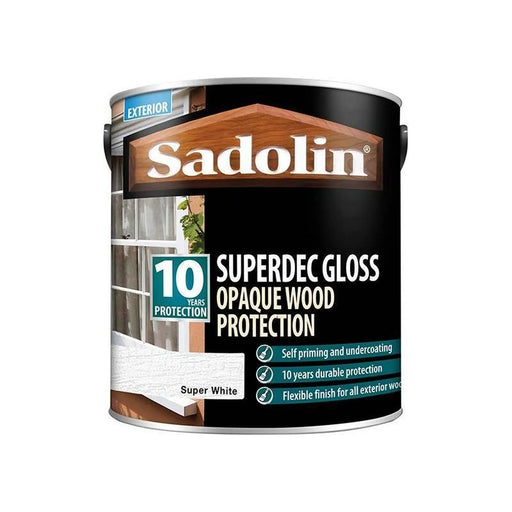Sadolin Superdec Opaque Wood Protection Super White Gloss 2.5 litre