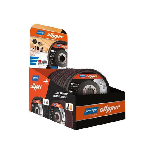Norton Clipper 115mm Rapid Strip Wood Counter Display of 10