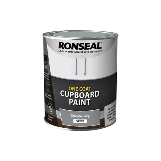 Ronseal One Coat Cupboard Paint Granite Grey Satin 750ml