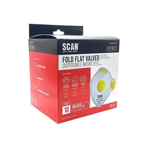 Scan Fold Flat Valved Disposable Mask FFP1 (Pack of 10)