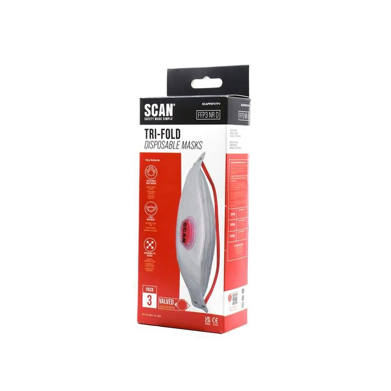 Scan Tri Fold Valved Disposable Mask FFP3 (Pack 3)
