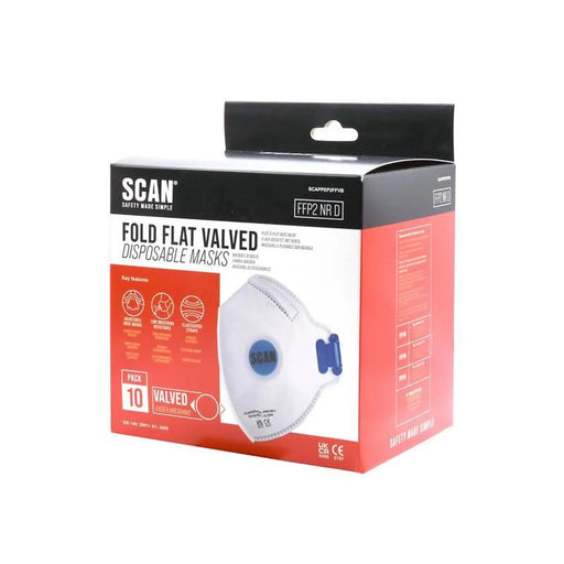 Scan Fold Flat Disposable Mask Valved FP2 Protection (Pack 10)