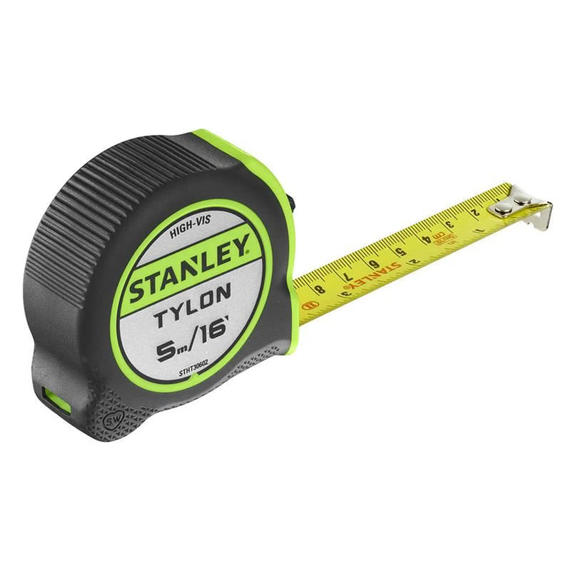 STANLEY Hand Tools Hi-Vis Tylon Tape Measure 5m (16ft) (Width 25mm)
