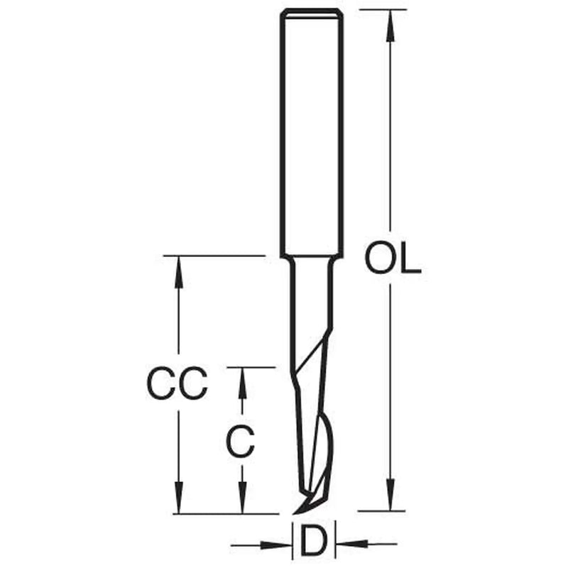 Trend 50/52X8MMHSSE - Helical plunge cutter 6mm diameter