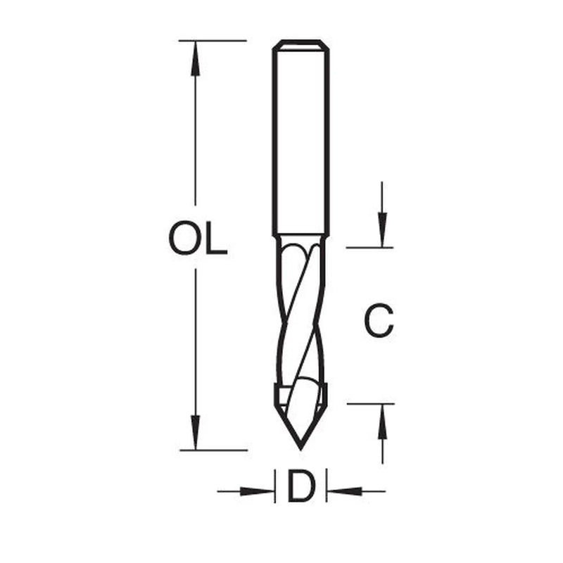 Trend 64/05X1/4TC - Through hole drill 5mm dia x 37mm flute