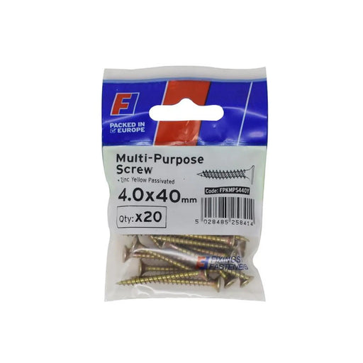 ForgeFix Multi-Purpose Pozi Screw CSK ST ZYP 4.0 x 40mm ForgePack 20