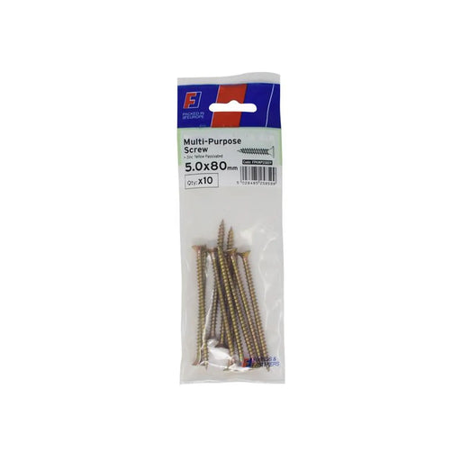 ForgeFix Multi-Purpose Pozi Screw CSK ST ZYP 5.0 x 80mm ForgePack 10