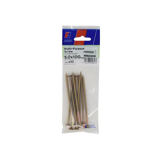 ForgeFix Multi-Purpose Pozi Screw CSK ST ZYP 5.0 x 100mm ForgePack 10