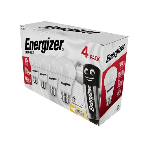 Energizer® LED BC (B22) Opal GLS Non-Dimmable Bulb, Warm White 1521 lm 13.2W (Pack 4)