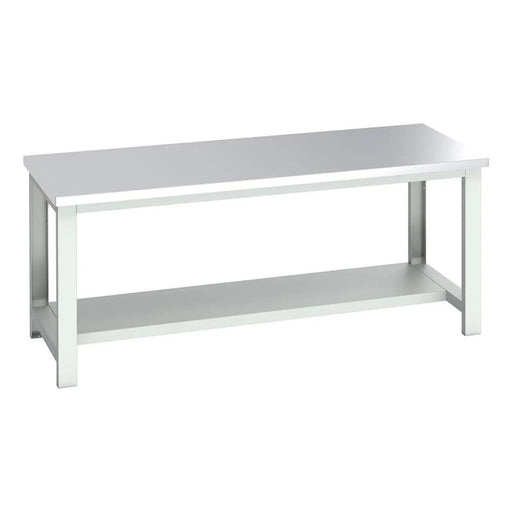 Bott Cubio Bench with Half Shelf, Stainless Steel Clad Top 2000 x 900mm