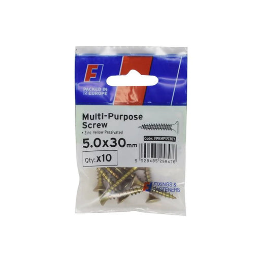 ForgeFix Multi-Purpose Pozi Screw CSK ST ZYP 5.0 x 30mm ForgePack 10