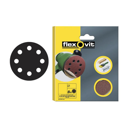 Flexovit Hook & Loop Sanding Disc 150mm Assorted (Pack 6)
