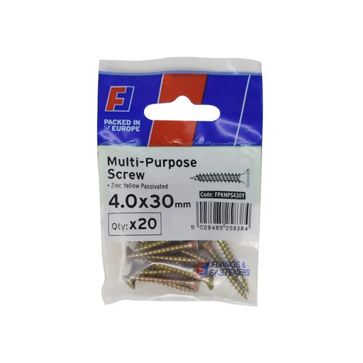 ForgeFix Multi-Purpose Pozi Screw CSK ST ZYP 4.0 x 30mm ForgePack 20