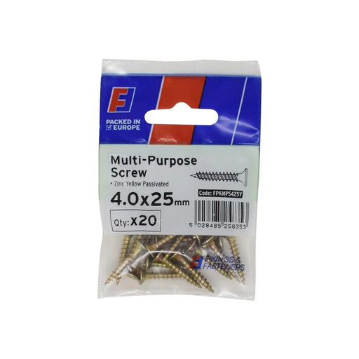 ForgeFix Multi-Purpose Pozi Screw CSK ST ZYP 4.0 x 25mm ForgePack 20
